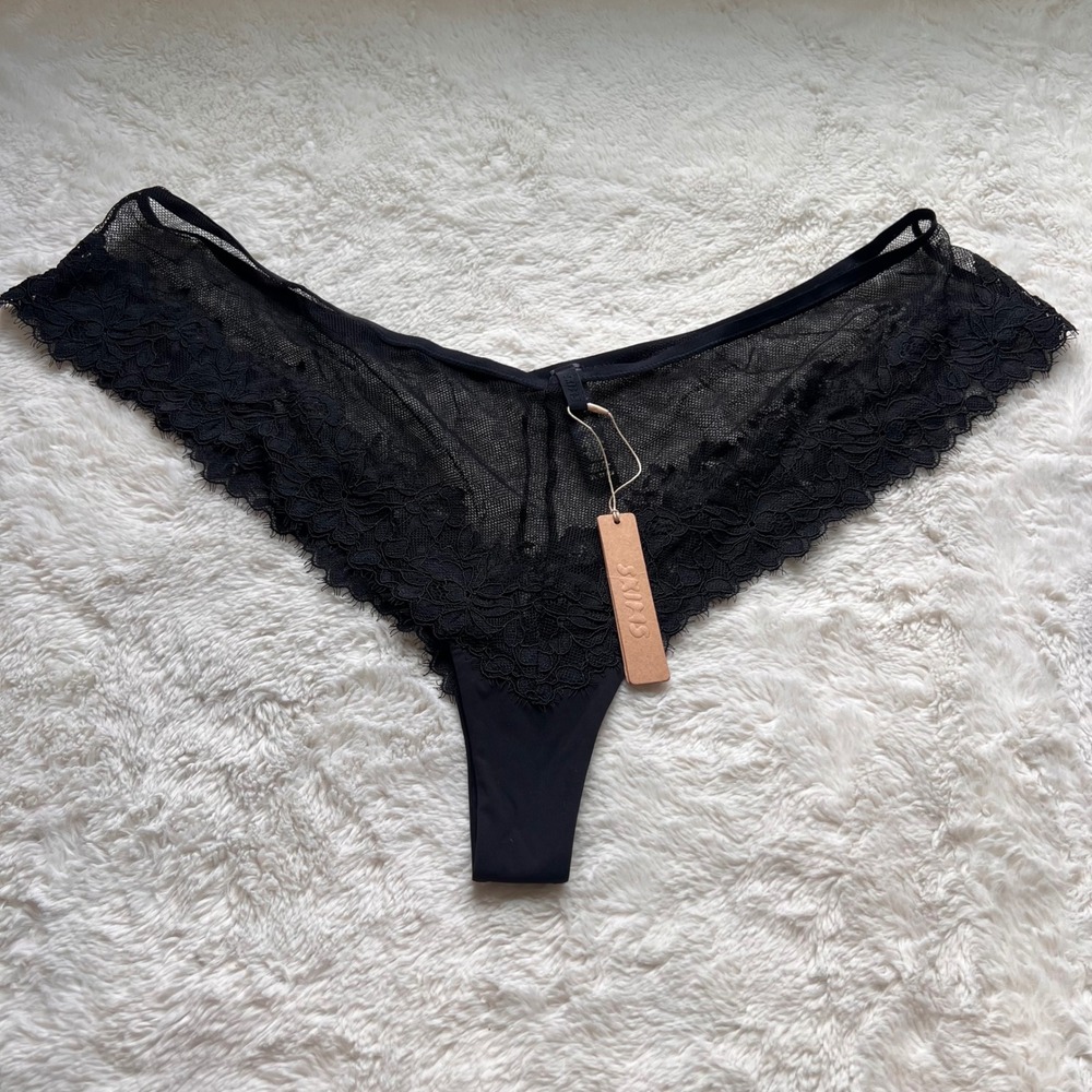 SKIMS Femme Lace Low Rise Dipped Hipster Panty Onyx Black PN-HIP-3281 Size 3X